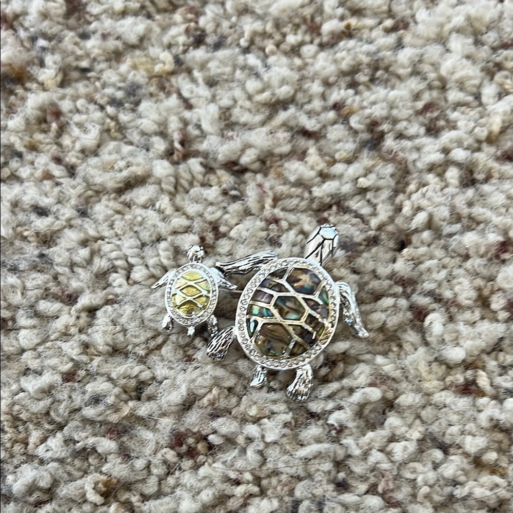 Napier Silver-Tone Mother Turtle and Baby Boxed Pin - Picture 2 of 4
